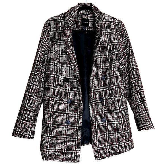 New Look Jacket Coat Blazer Women 2 Plaid lined Dark Academia Dressy Winter Fall - Picture 1 of 12